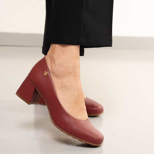 Scarpe casual con tacco a blocco da donna Modare in borgogna
