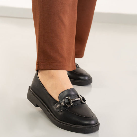 Preto M Shuz Santorini Napa Loafers para mulheres