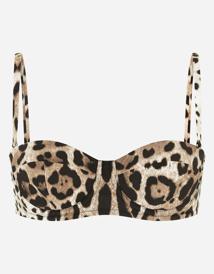 Top de bikini balconette con estampado de leopardo