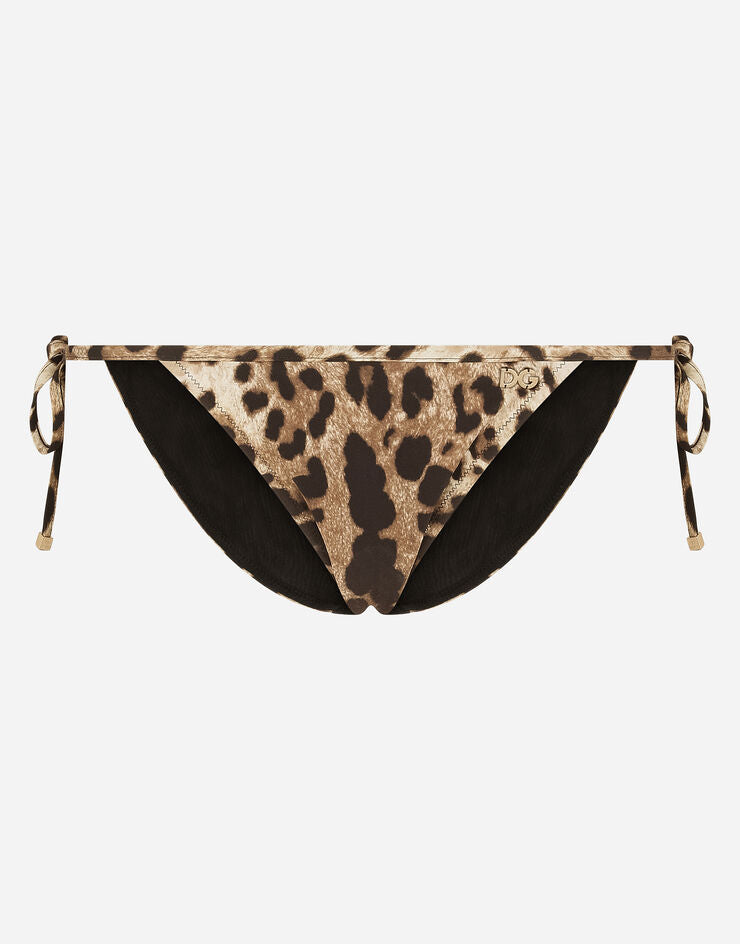 Leopard Print String Bikini Bottoms