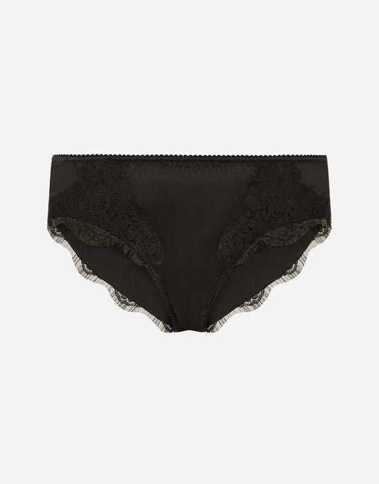Satin Briefs with Lace Detailing