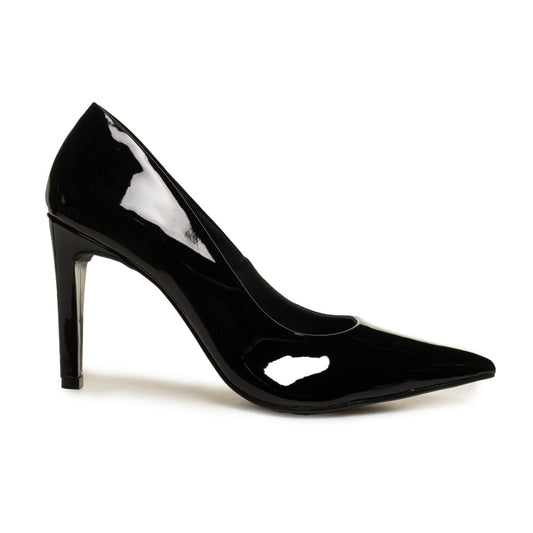 Via Marte Bombas Femininas de Couro Patenteado Preto