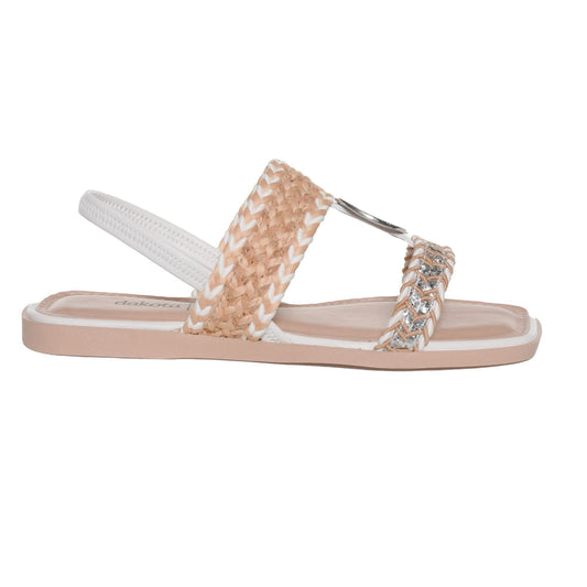 Women's White Sandal with Gold Strap by Dakota