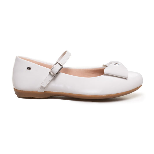 Pampili Children's White Ballet Flats with Bow