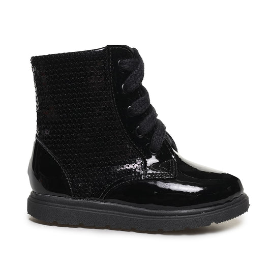 M Shuz Children's Black Combat Boots