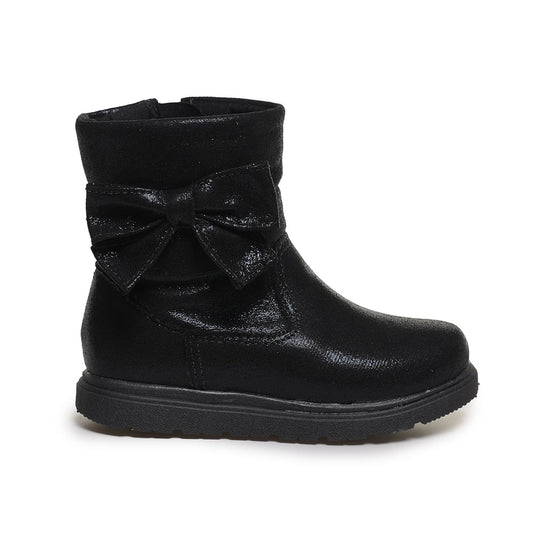 Botas infantis de renda metálica preta da M Shuz