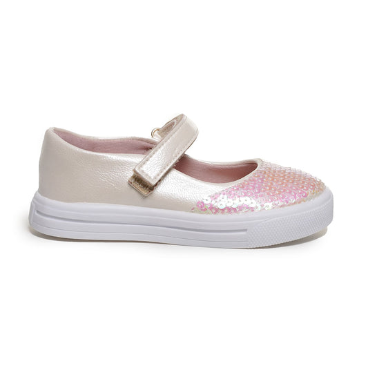 M Shuz Kids Metallic White Ballet Flats