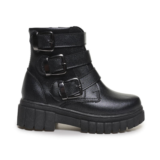 M Shuz Chunky Short Youth Boots em preto