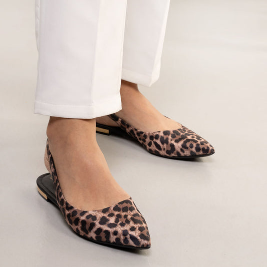 Women's Pointed Toe Flats with Elastic by Bebece in Black and Beige