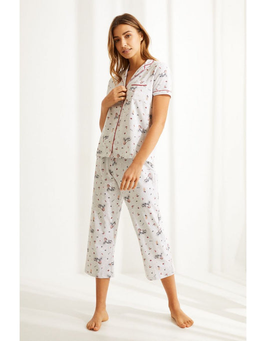 Pijama Capri de algodão orgânico com estampa de bicicleta clássica