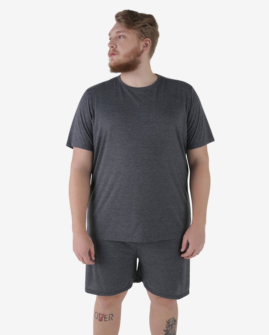 Plus Size Short Pajama Set in Charcoal Heather Gray