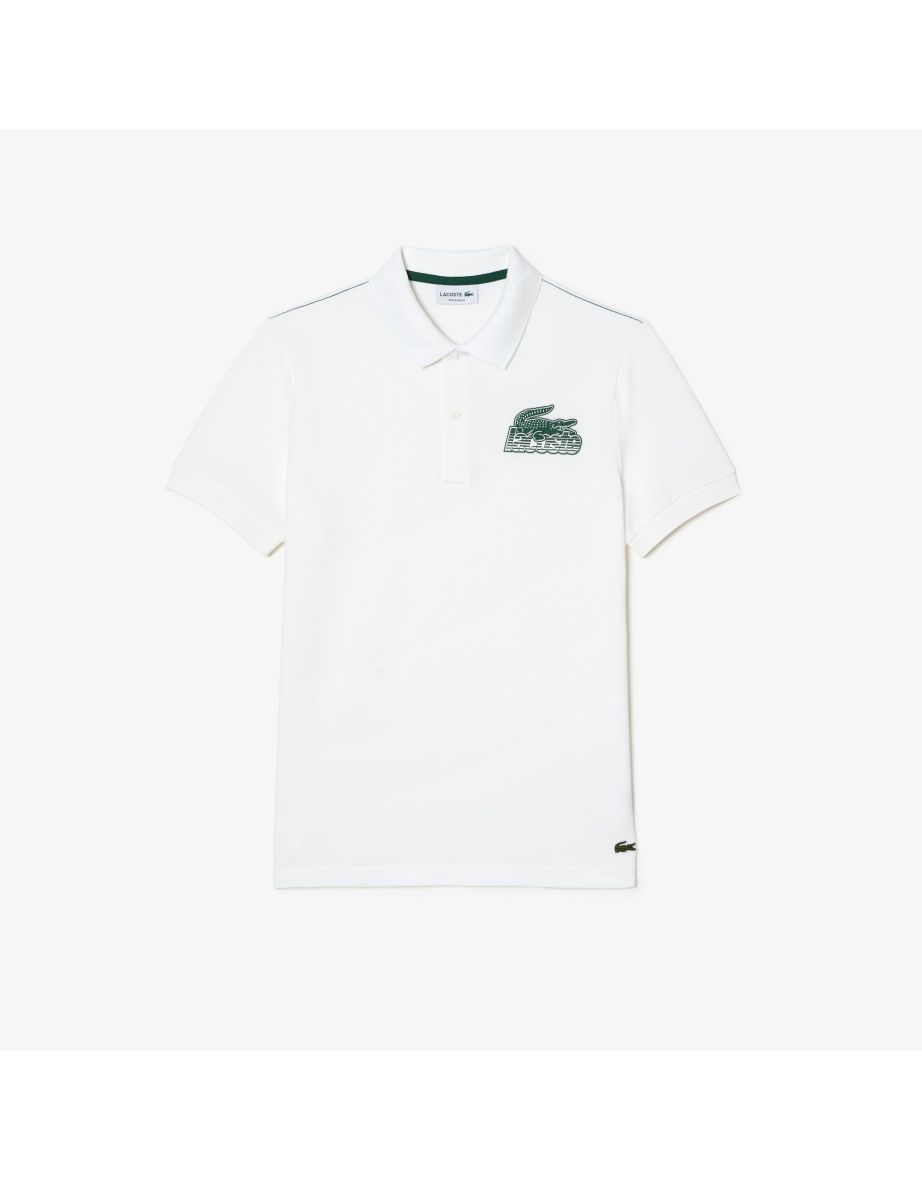 Camisa masculina Lacoste Mini Piqué Polo de algodão em branco