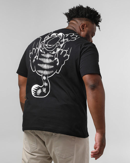 Camiseta masculina plus size de manga curta do Garfield preta | Nickelodeon