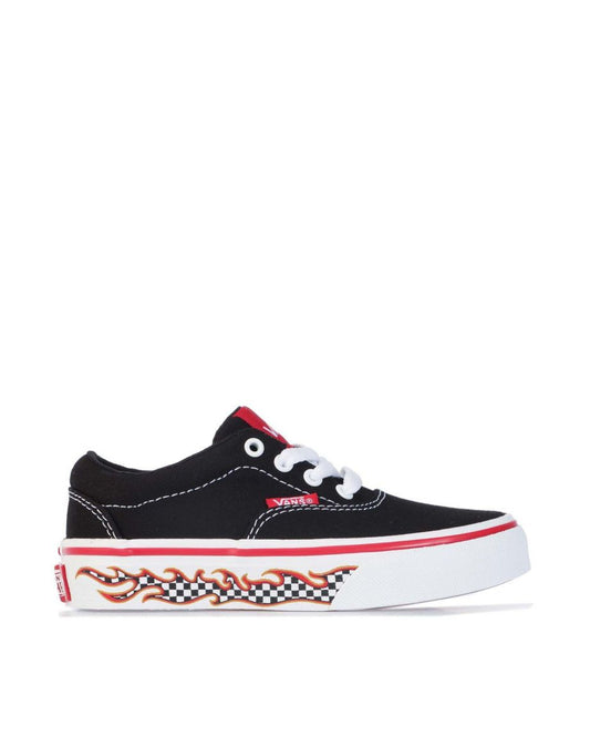 Boy's Vans Children's Doheny Flame Check Sneakers in Black
