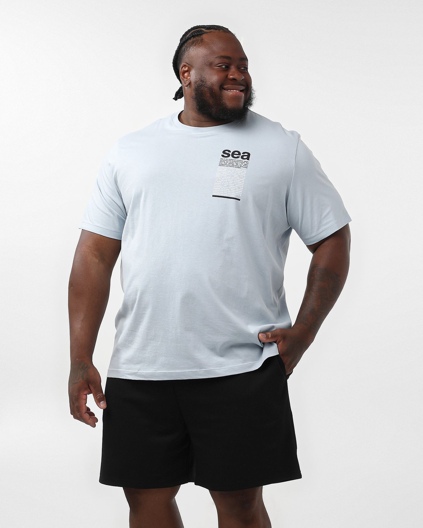Camiseta masculina plus size com letras azuis do mar - Original Plus By Riachuelo