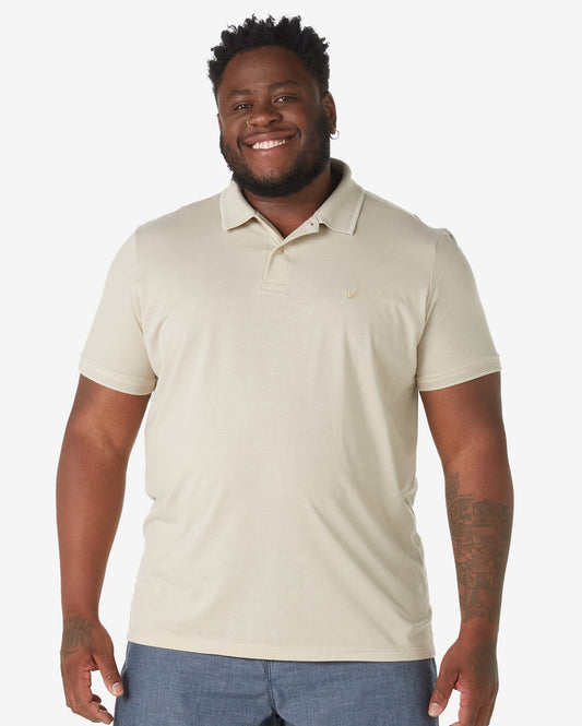 Camisa polo masculina plus size manga curta bege da Allman para Riachuelo