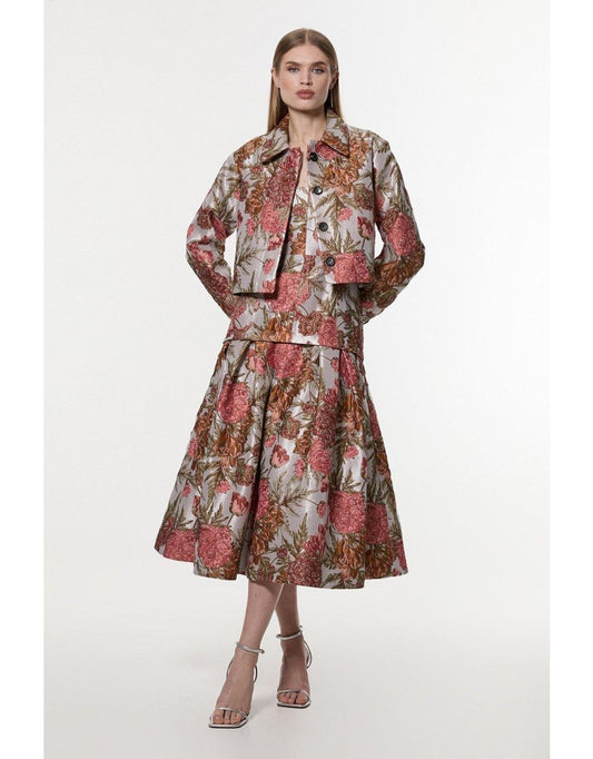 Giacca sartoriale Petite in jacquard floreale