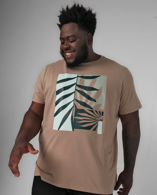Men's Plus Size Beige Leaf T-Shirt | Allman By Riachuelo