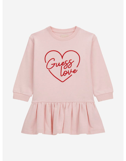 Vestito con logo da bambina in rosa