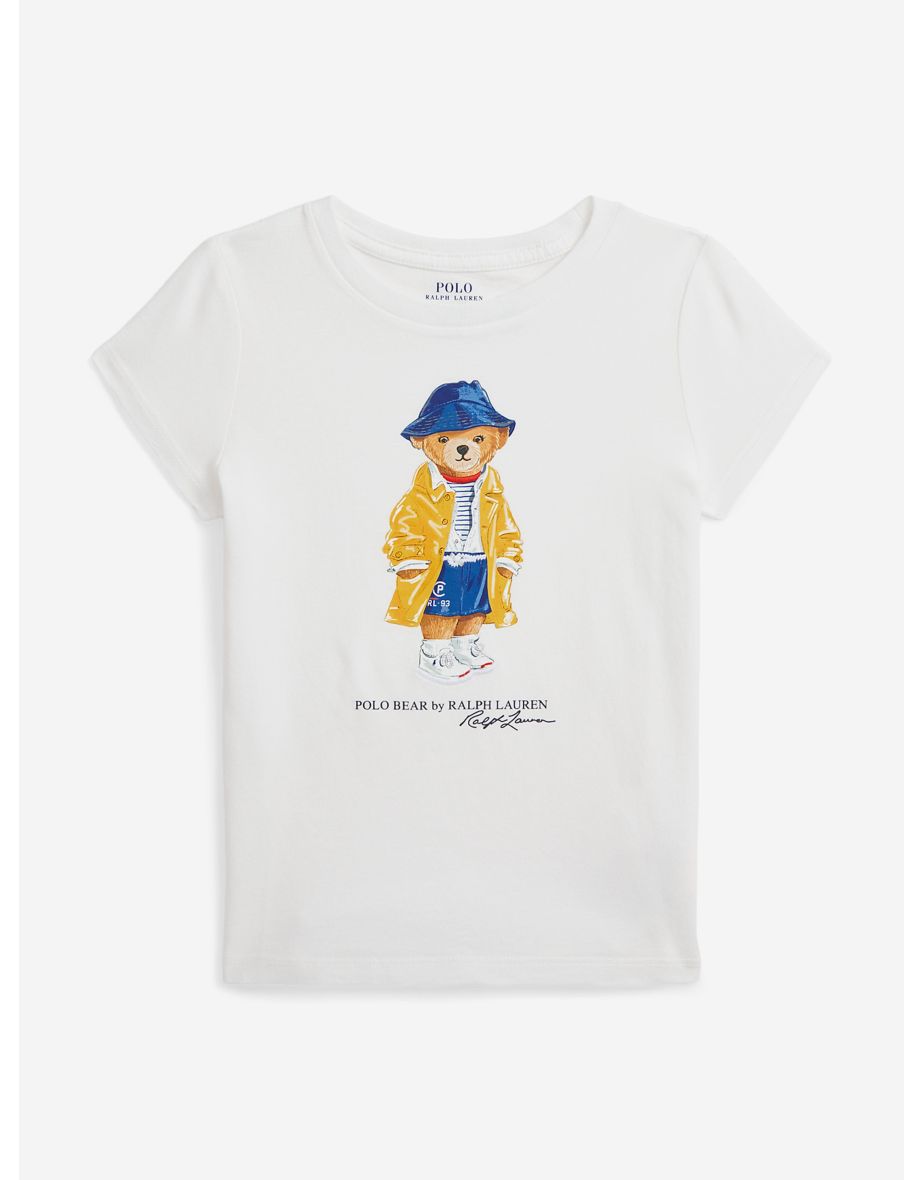 Camiseta Polo Oso Blanca Niña
