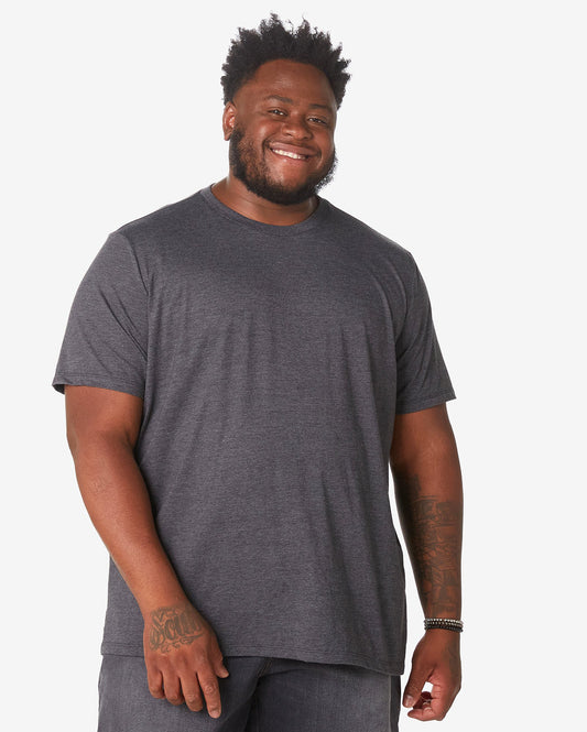 Camiseta masculina de manga curta plus size em cinza-carvão da Allman para Riachuelo