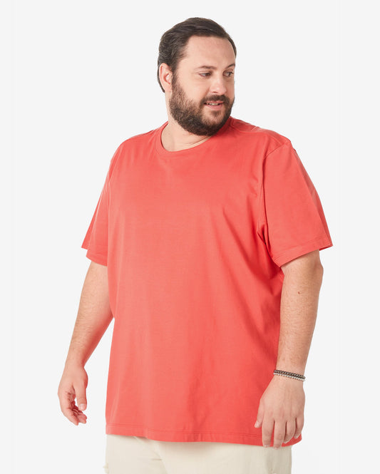 Camiseta masculina plus size de manga curta sólida vermelha lavada da Allman para Riachuelo