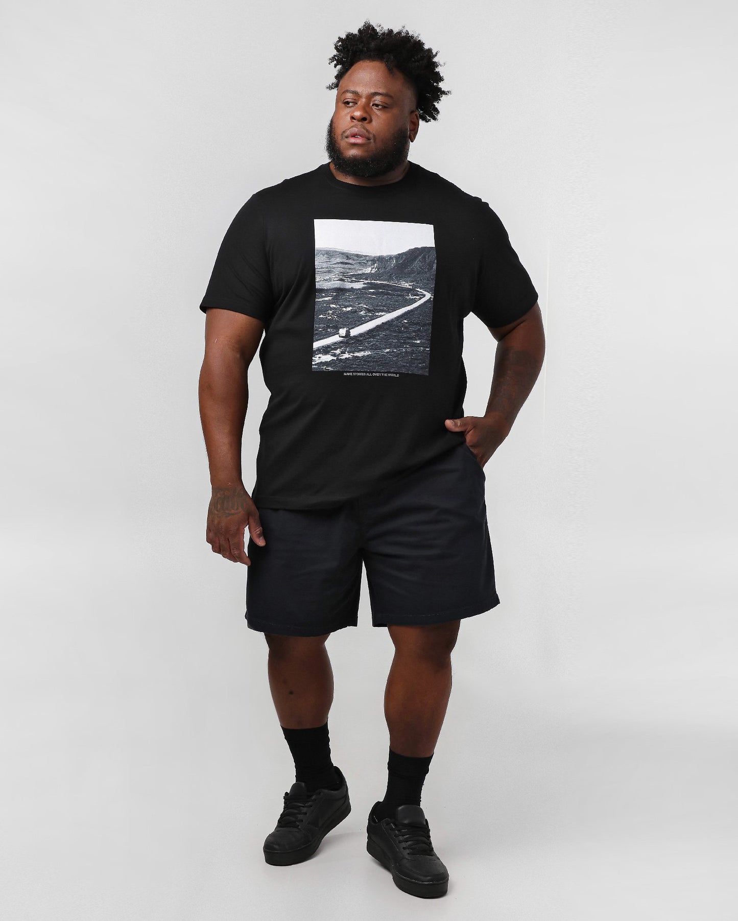 Shorts masculinos de sarja plus size com elástico na cintura em azul | Original Plus by Riachuelo