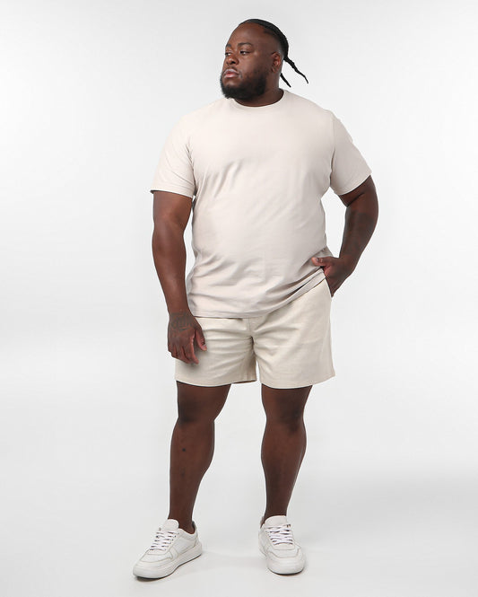 Bermudas masculinas com cordão de ajuste fino e tamanho grande em bege - Original Plus by Riachuelo