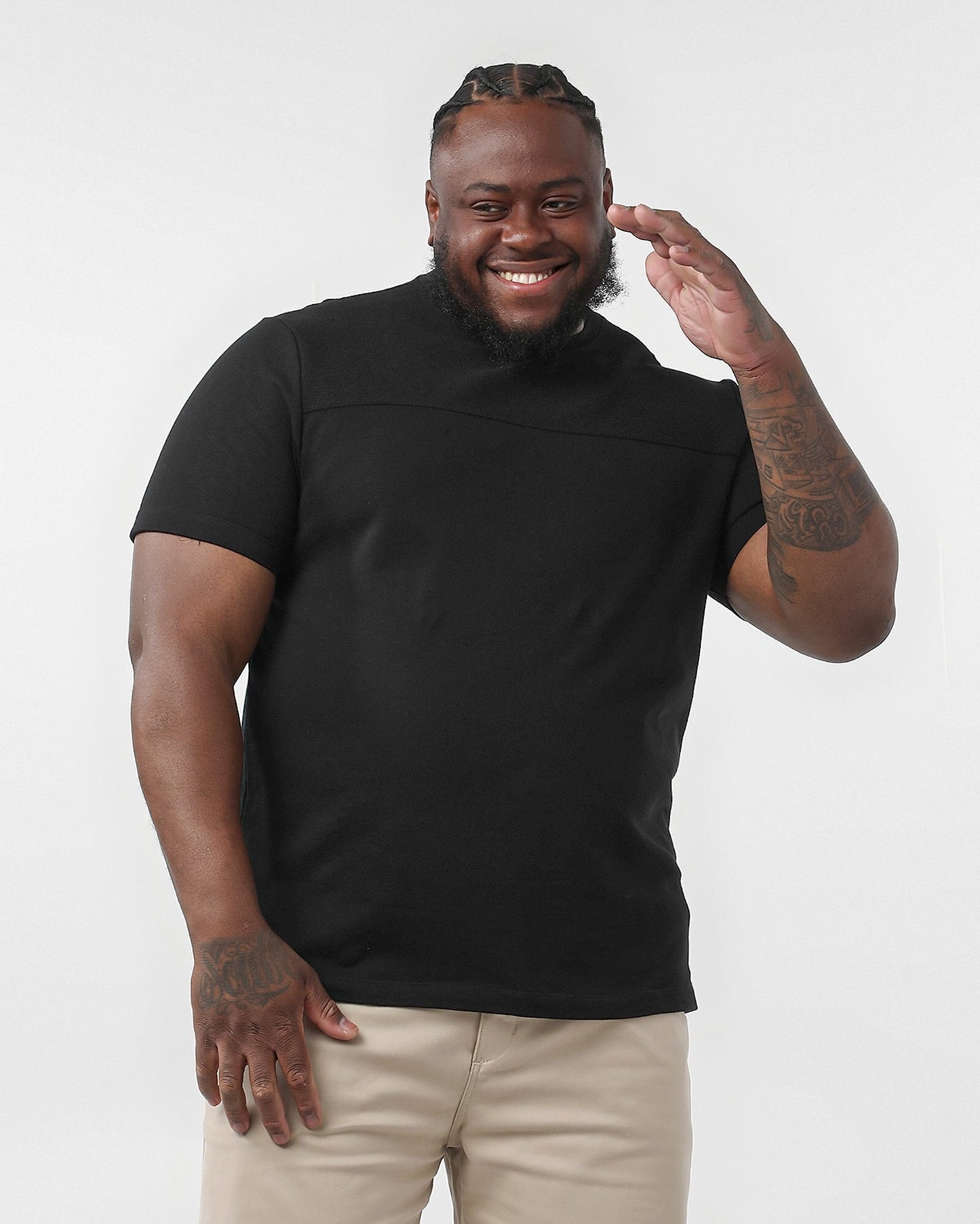 Camiseta preta com nervuras para homens plus size Original Plus by Riachuelo