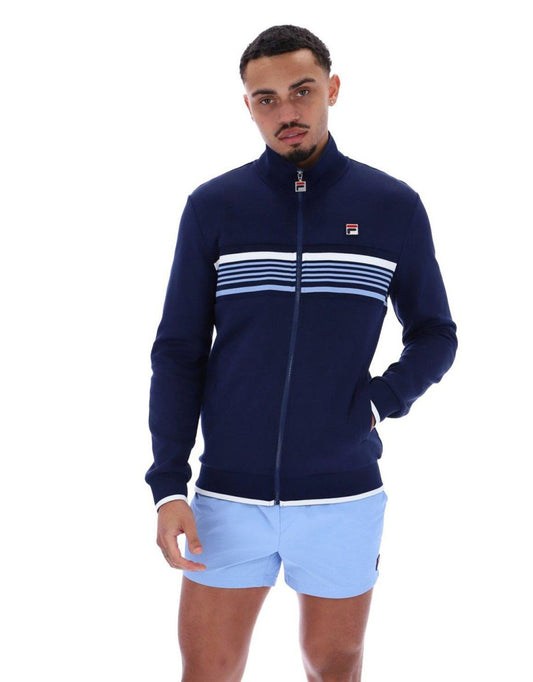 Chaqueta de chándal Vasco Cut and Sew con cinta de jacquard de Fila en azul marino, blanco y azul vista