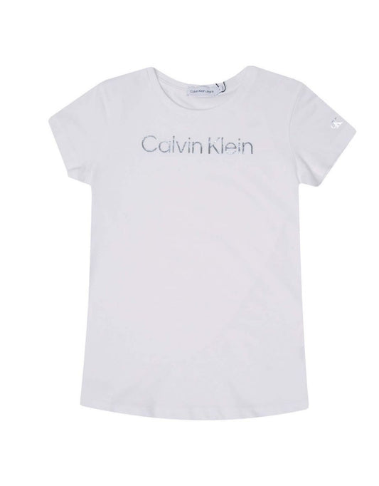 Camiseta con logo metálico Calvin Klein para bebé Niña en blanco