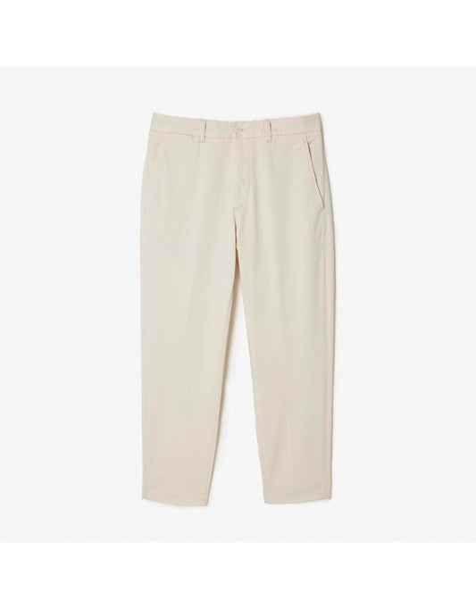 Pantaloni chino Lacoste da uomo in cotone elasticizzato di colore panna