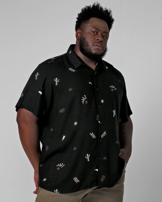 Camicia da uomo Plus Size stampata nera | Allman By Riachuelo