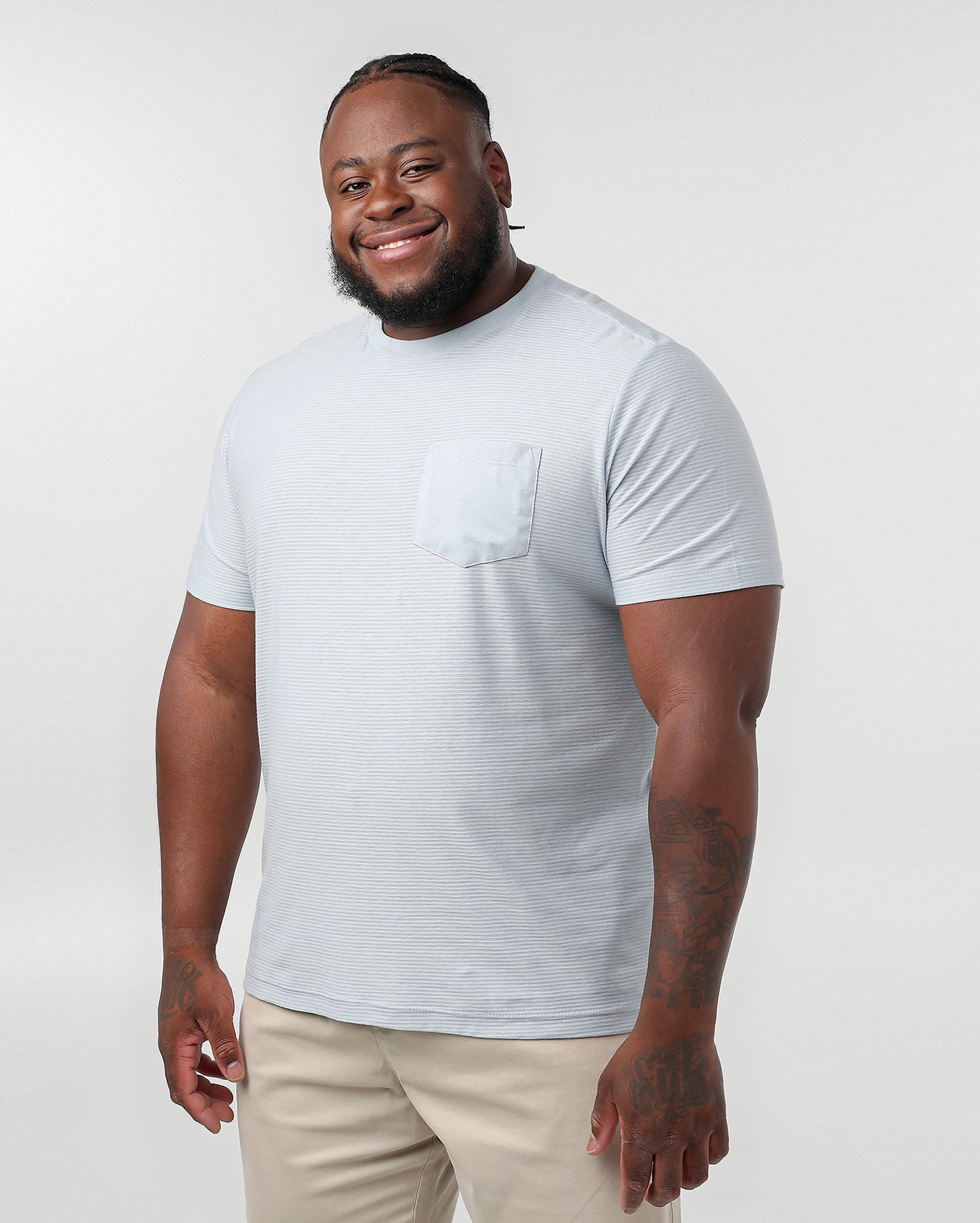 Camiseta masculina plus size texturizada com bolso em azul | Original Plus by Riachuelo