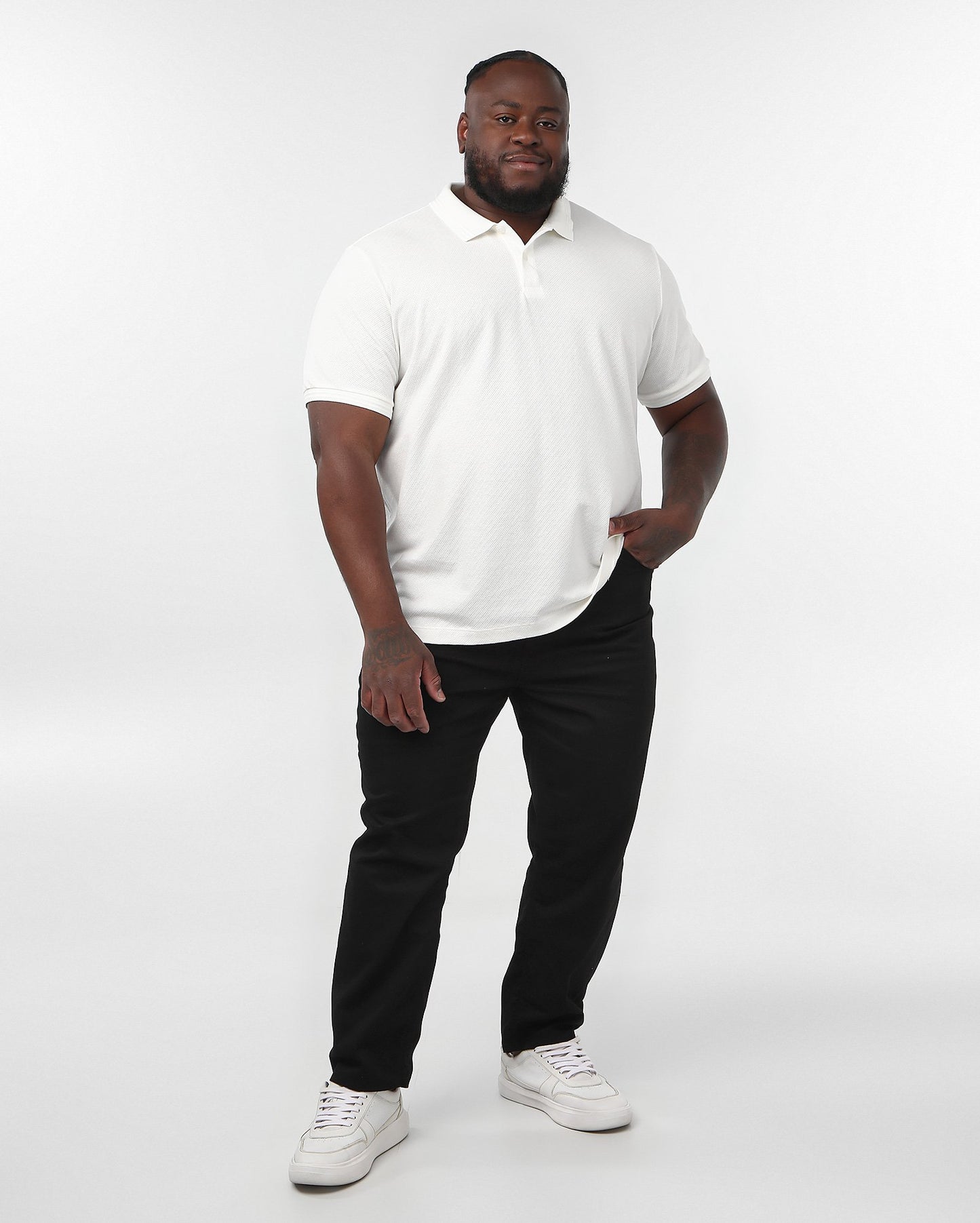 Calça masculina de sarja preta slim plus size com elástico na cintura - Pool Jeans