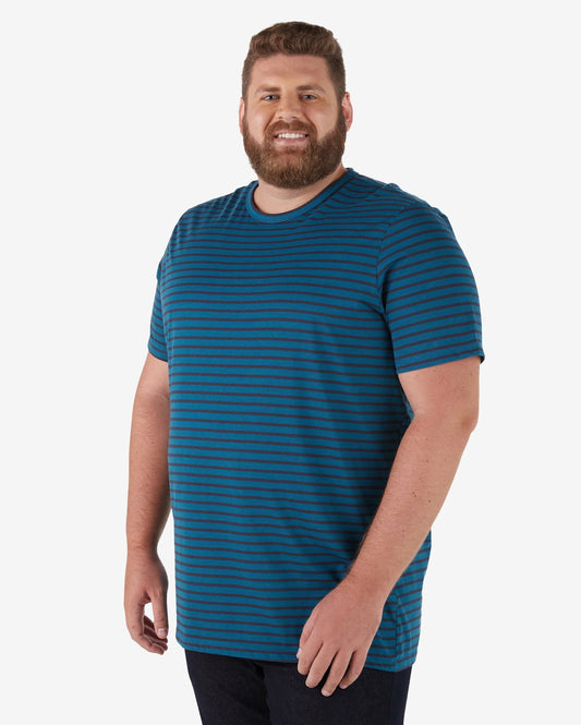 Maglietta a maniche corte a righe Plus Size da uomo - Blu
