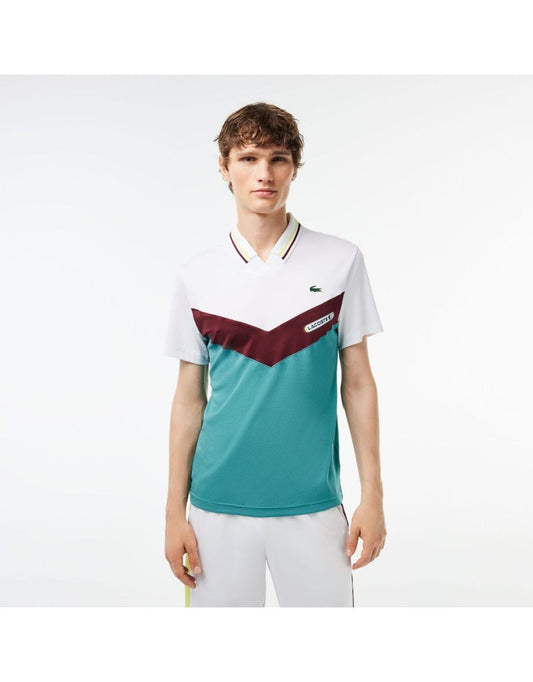 Camisa Polo Lacoste Tennis Seamless Masculina em Branco, Edição Danii Medvedev