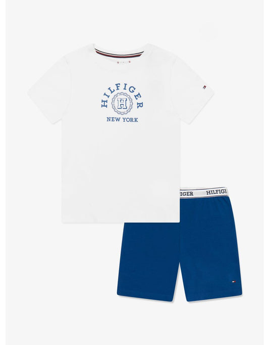 Conjunto de pijama curto branco para meninos