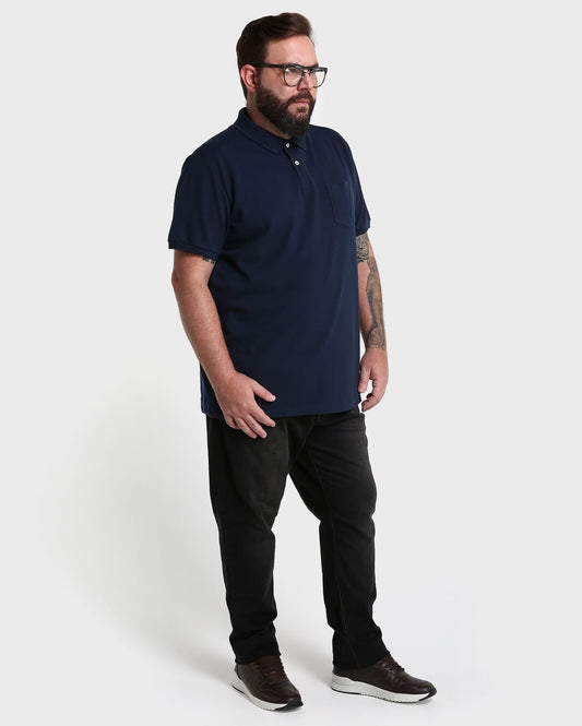 Polo Basic Plus Size con tasca - Blu scuro