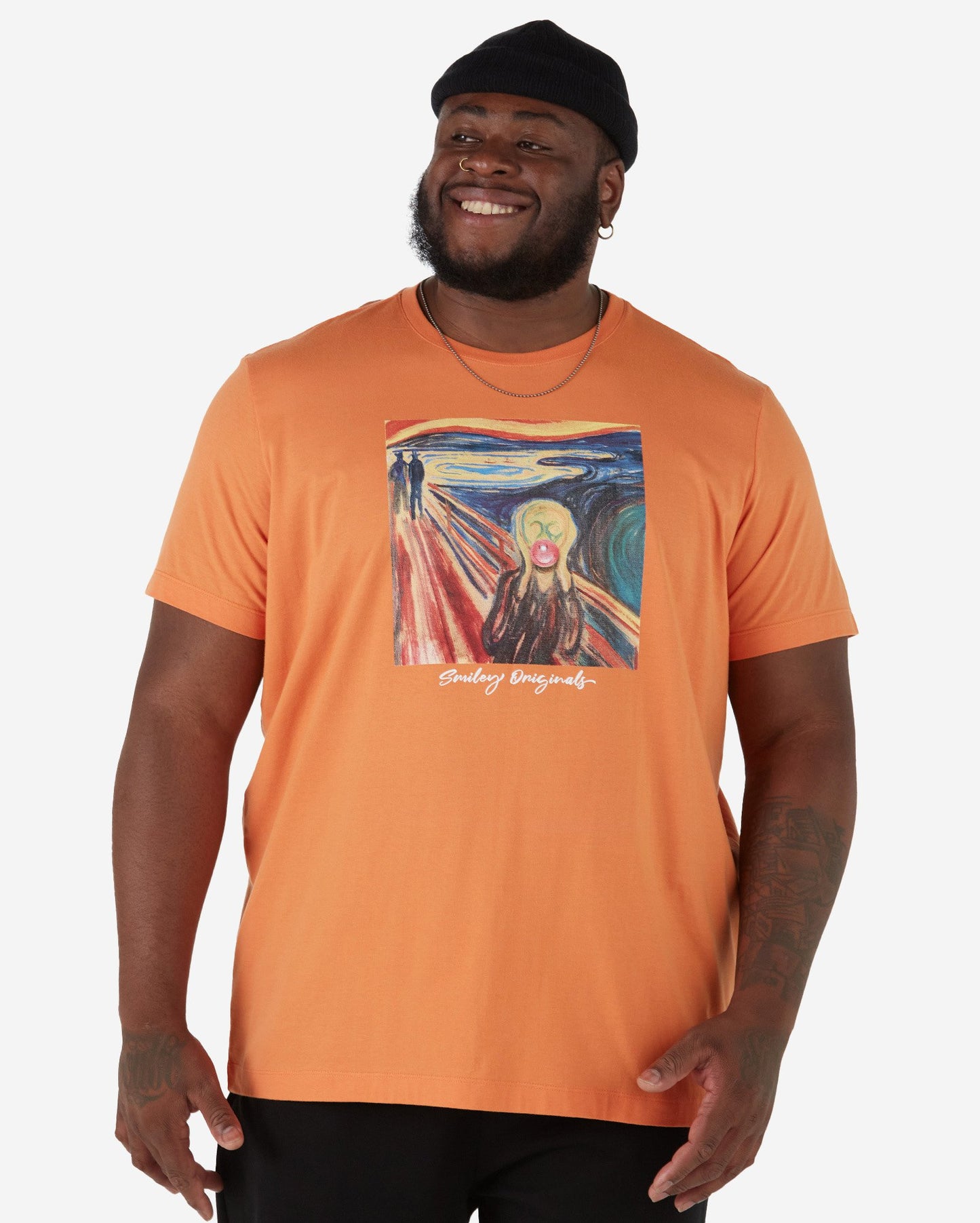 Camiseta Smiley® Originals Unissex Plus Size de manga curta na cor laranja da Riachuelo