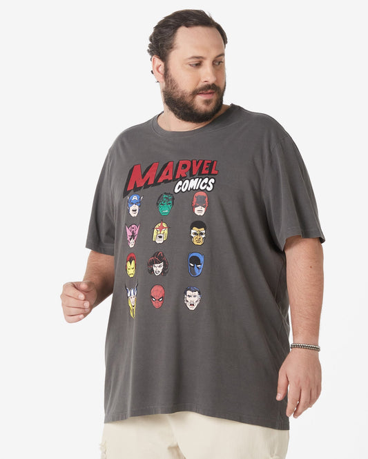 Men's Plus Size Short Sleeve T-Shirt Marvel Comics Dark Gray