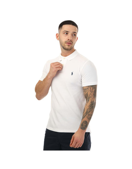 Polo de malla de algodón Ralph Lauren Slim Fit para hombre - Blanco