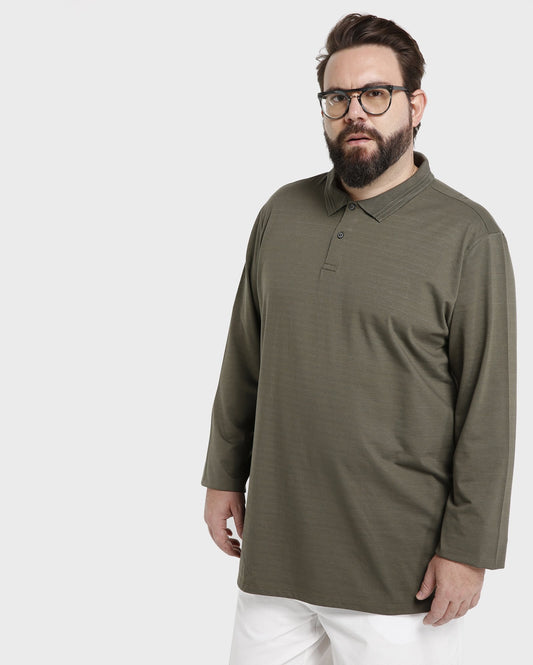 Camisa polo lisa plus size - verde