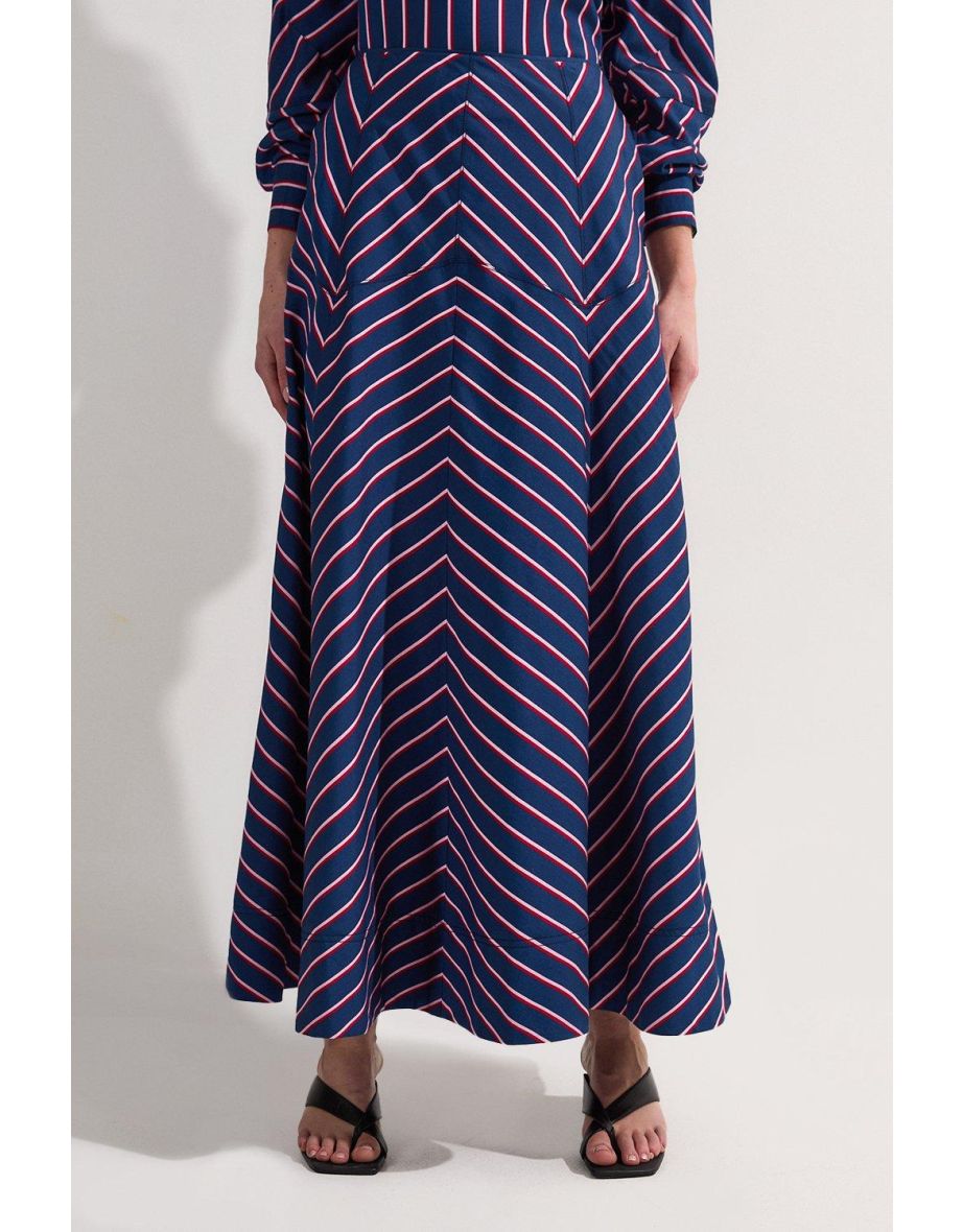 Gonna midi intera a righe in cotone