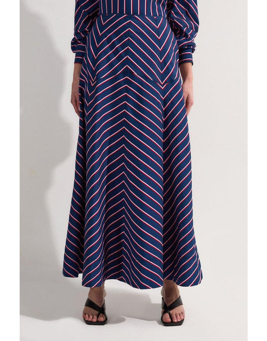 Gonna midi intera a righe in cotone