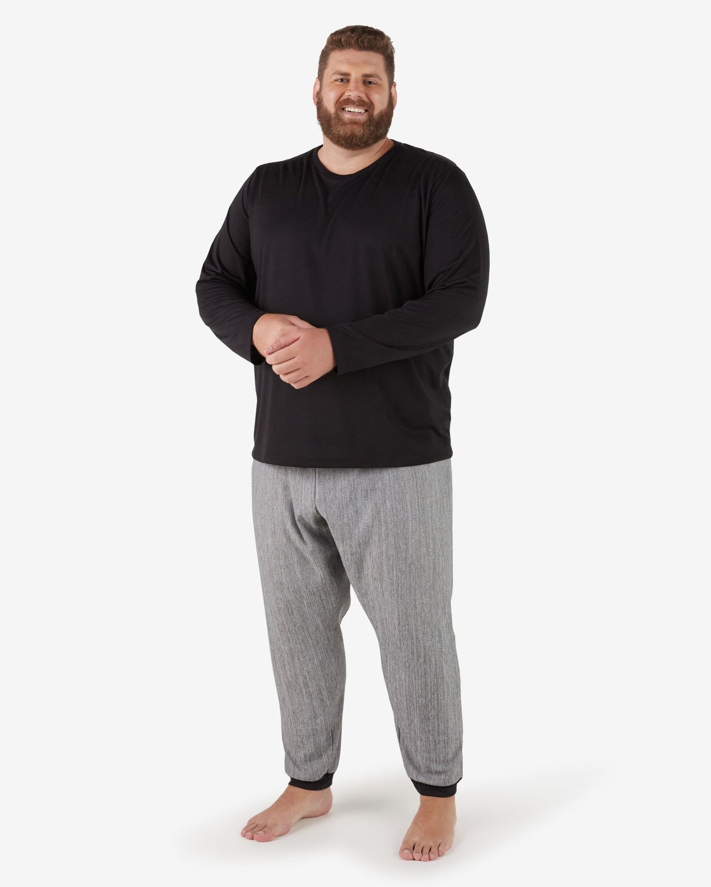 Pijama longo masculino plus size em preto | Original Plus da Riachuelo