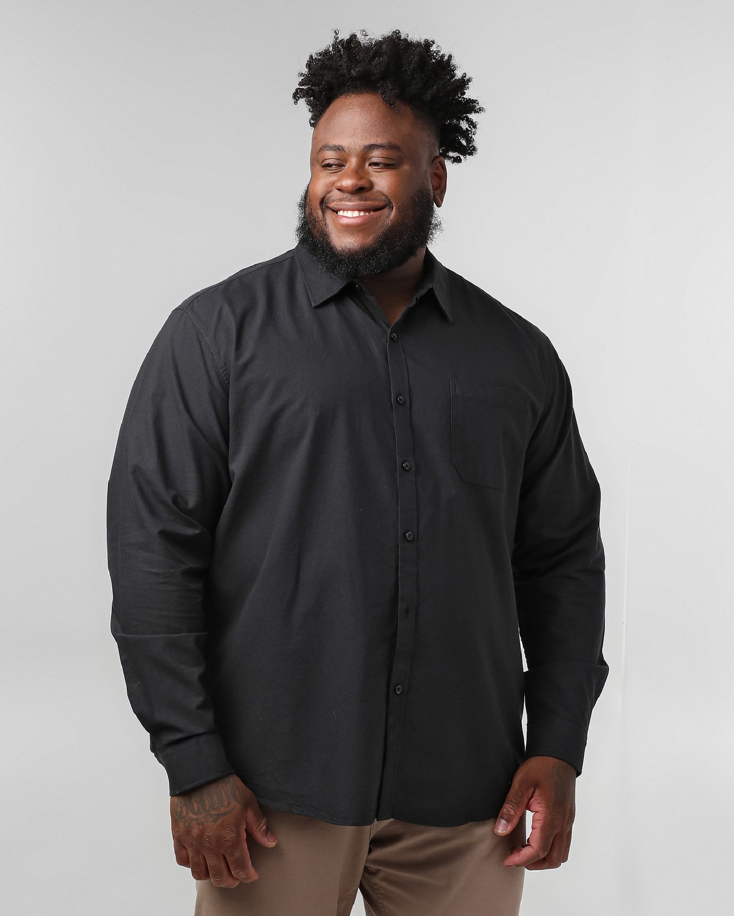 Men's Plus Size Long Sleeve Black Shirt | Original Plus By Riachuelo