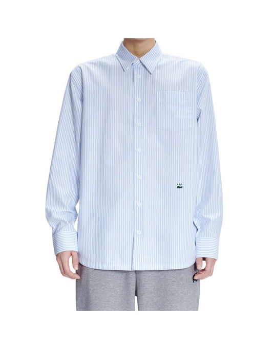 Camisa masculina de algodão listrada branca Lacoste x A.P.C.