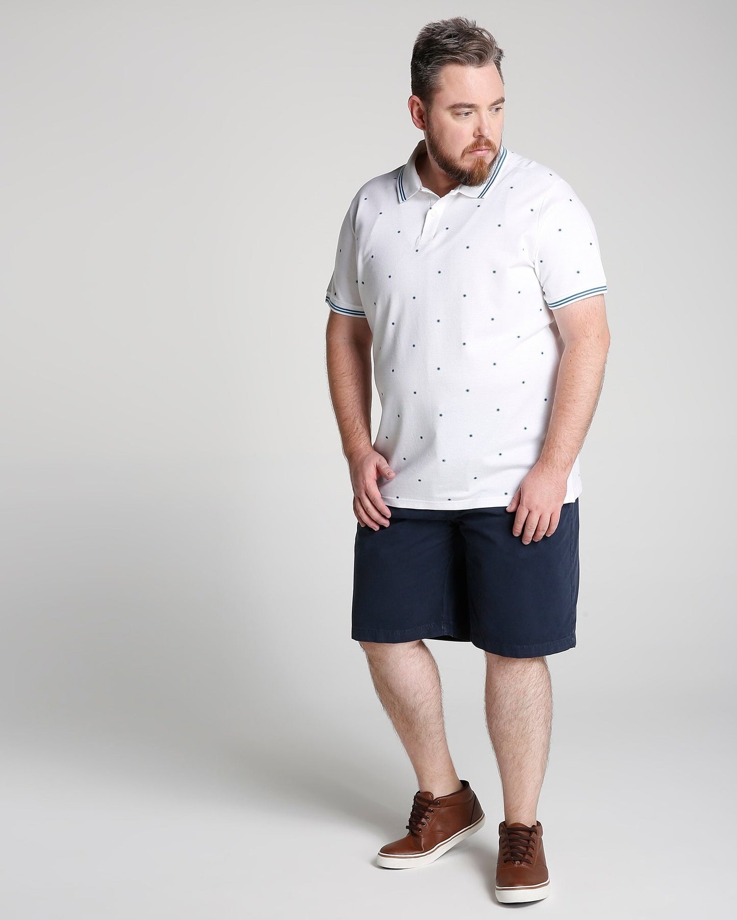 Shorts de sarja plus size com bolsos - azul-marinho