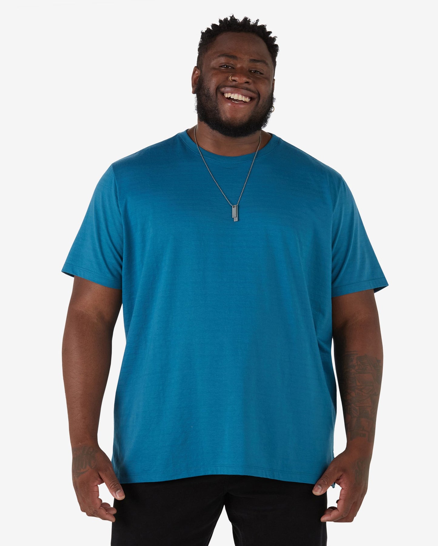 Men's Plus Size T-Shirt in Petroleum Blue